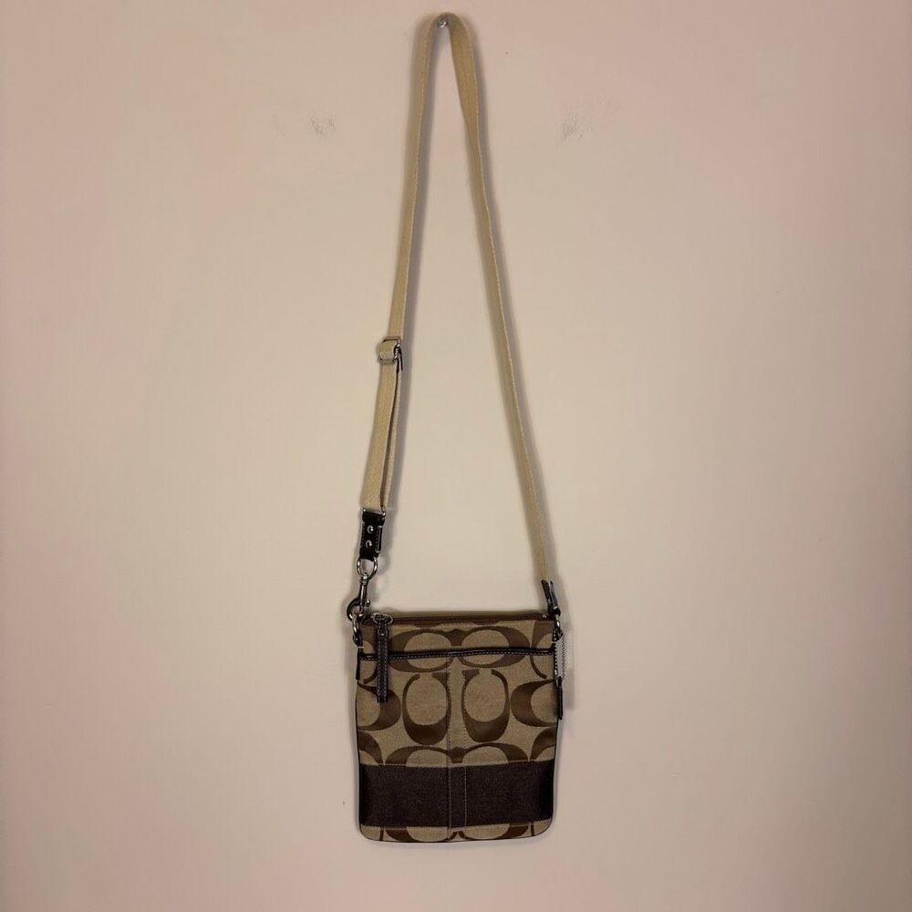 Coach Brown & Tan Monogram C Logo‎ Crossbody Purse